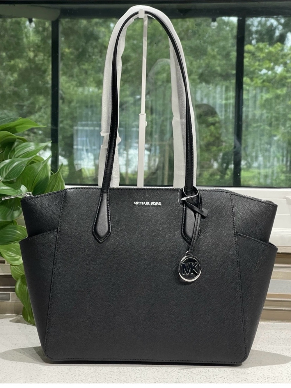 Michael Kors Black Marilyn Tote with MK Charm
